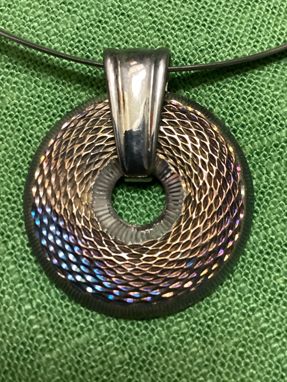 Sterling silver spinner pendant on wire choker Space age Futuristic Modernist - Picture 3 of 6